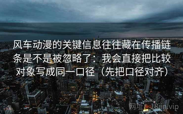 风车动漫的关键信息往往藏在传播链条是不是被忽略了：我会直接把比较对象写成同一口径（先把口径对齐）